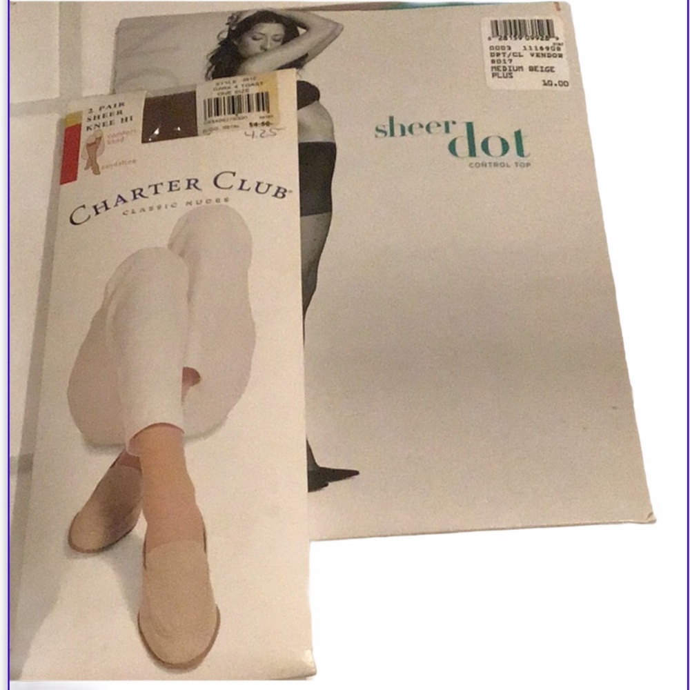 New knee high & sheer dot pantyhose - Picture 1 of 6